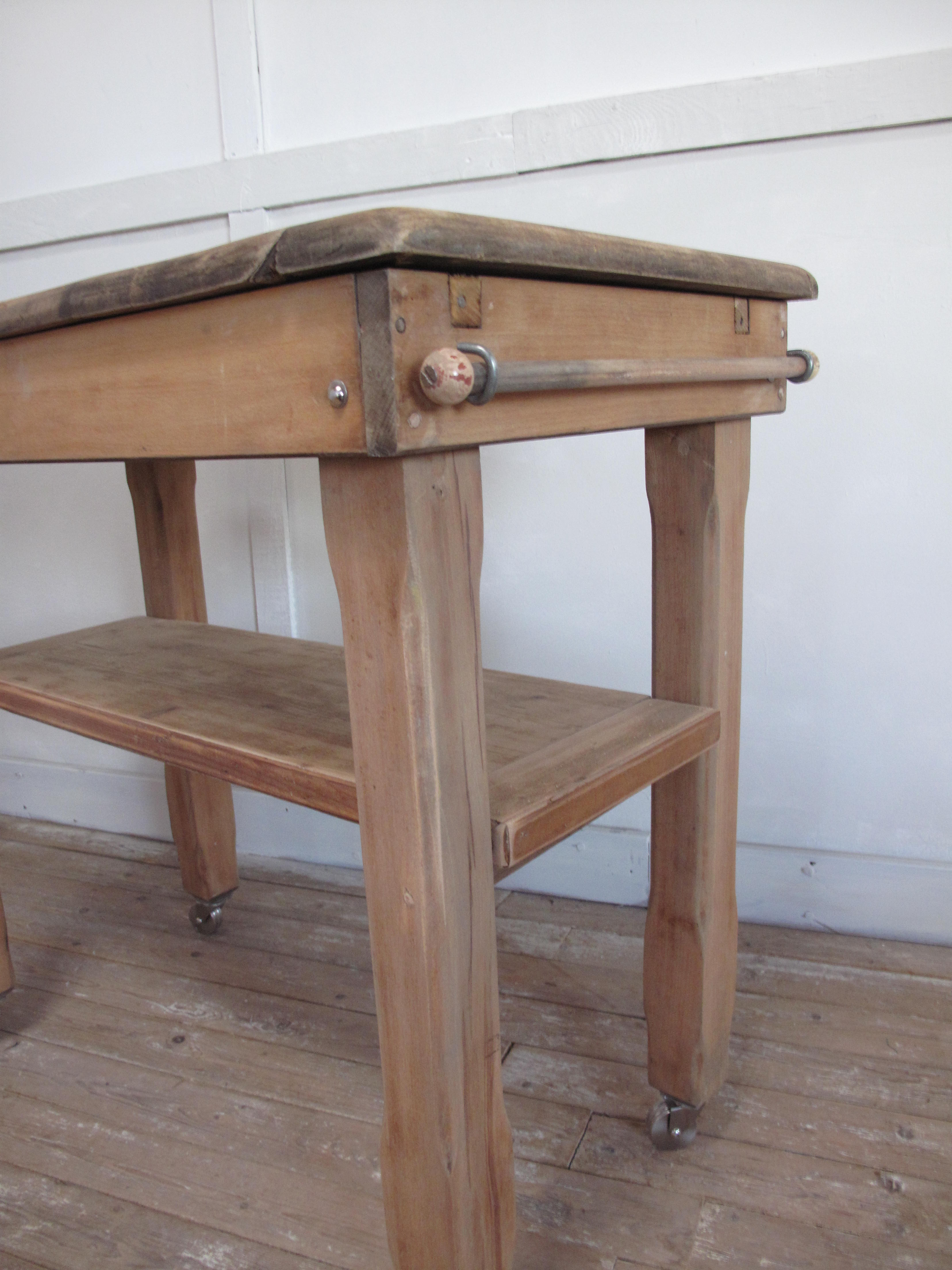 Billot de boucher ancien desserte bois