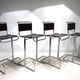 Set of 4 Linea Veam tubular steel bar stools, 1960