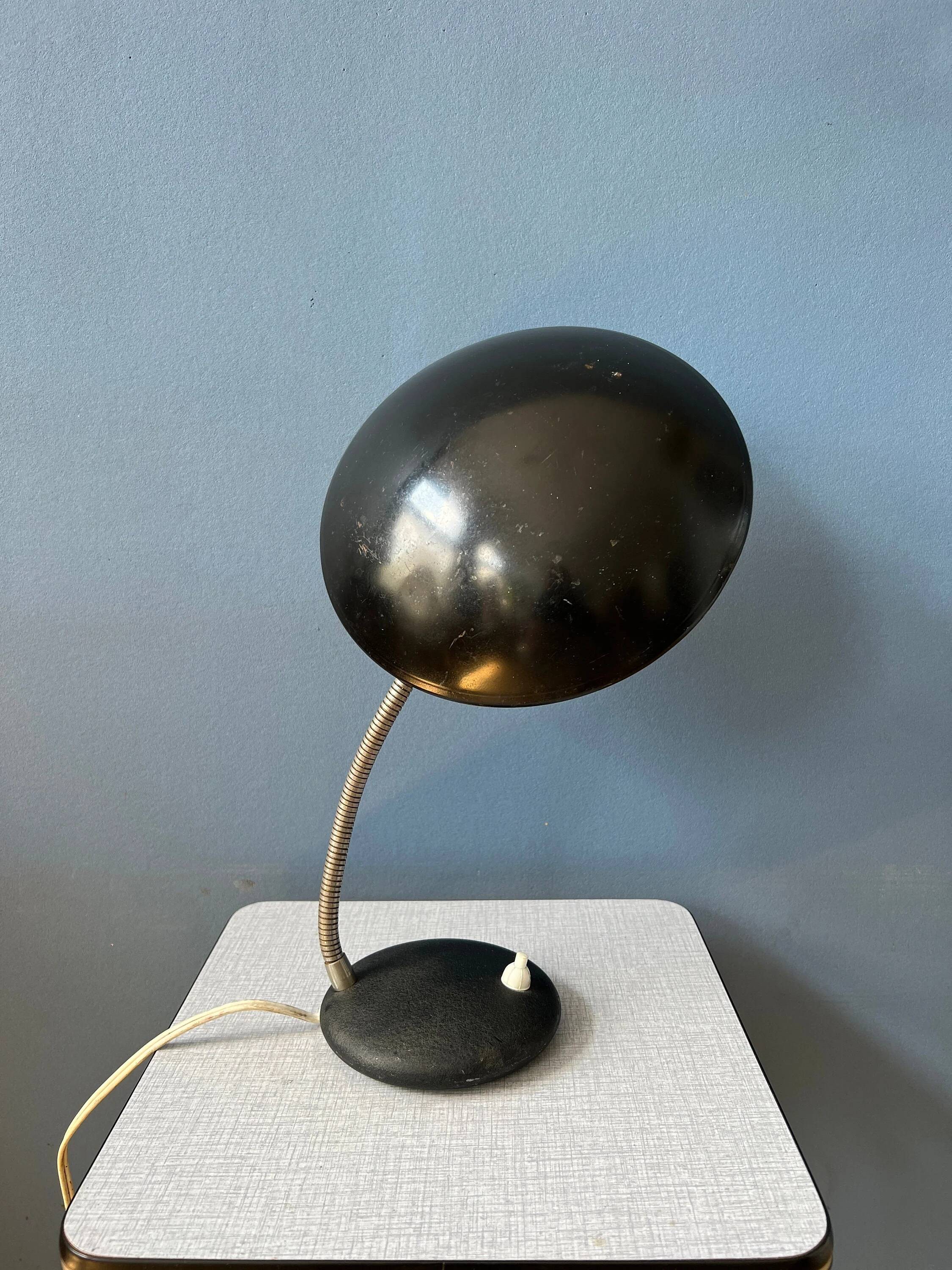 Small black metal desk lamp in Bauhaus style.