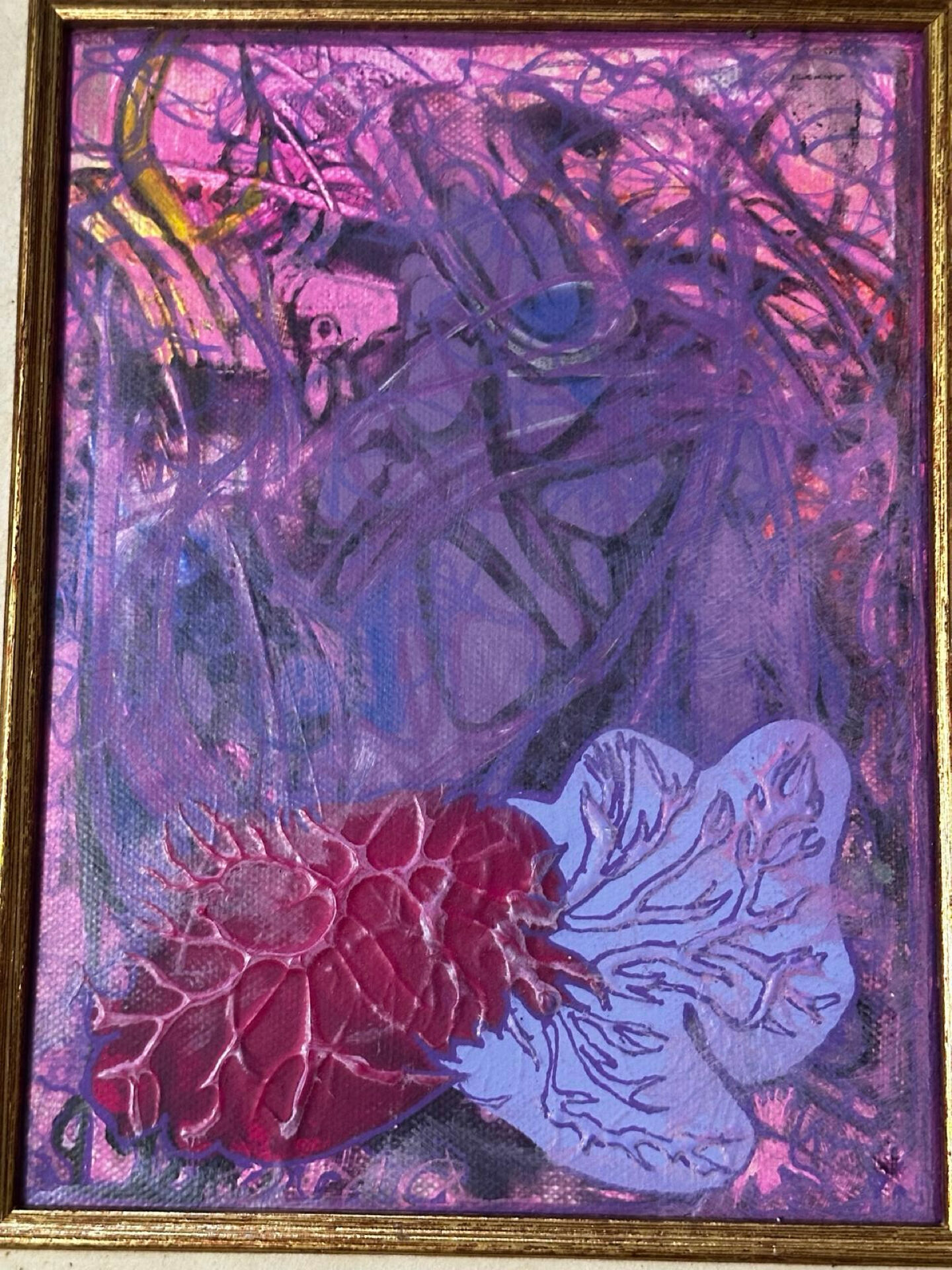 Abstract painting signed Bernard Ledain (1944-2024), mixed media on
