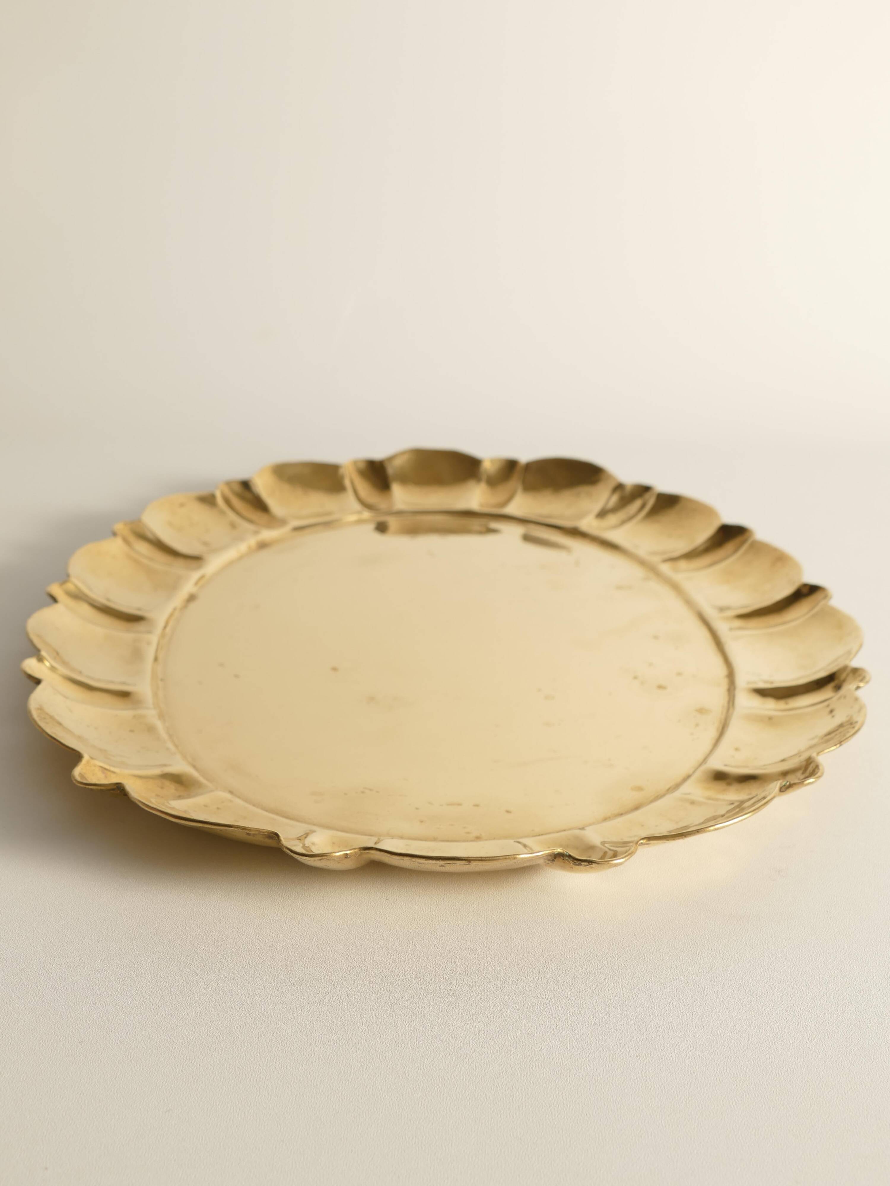 Hollywood Regency Large Oval Brass Tray by Firma Lars Holmström, Sweden 1940's