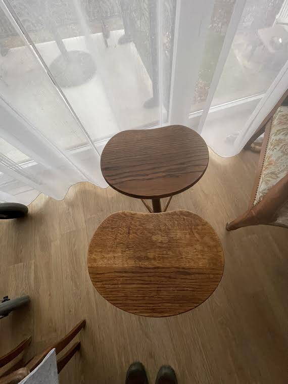 Solid oak tripod stools