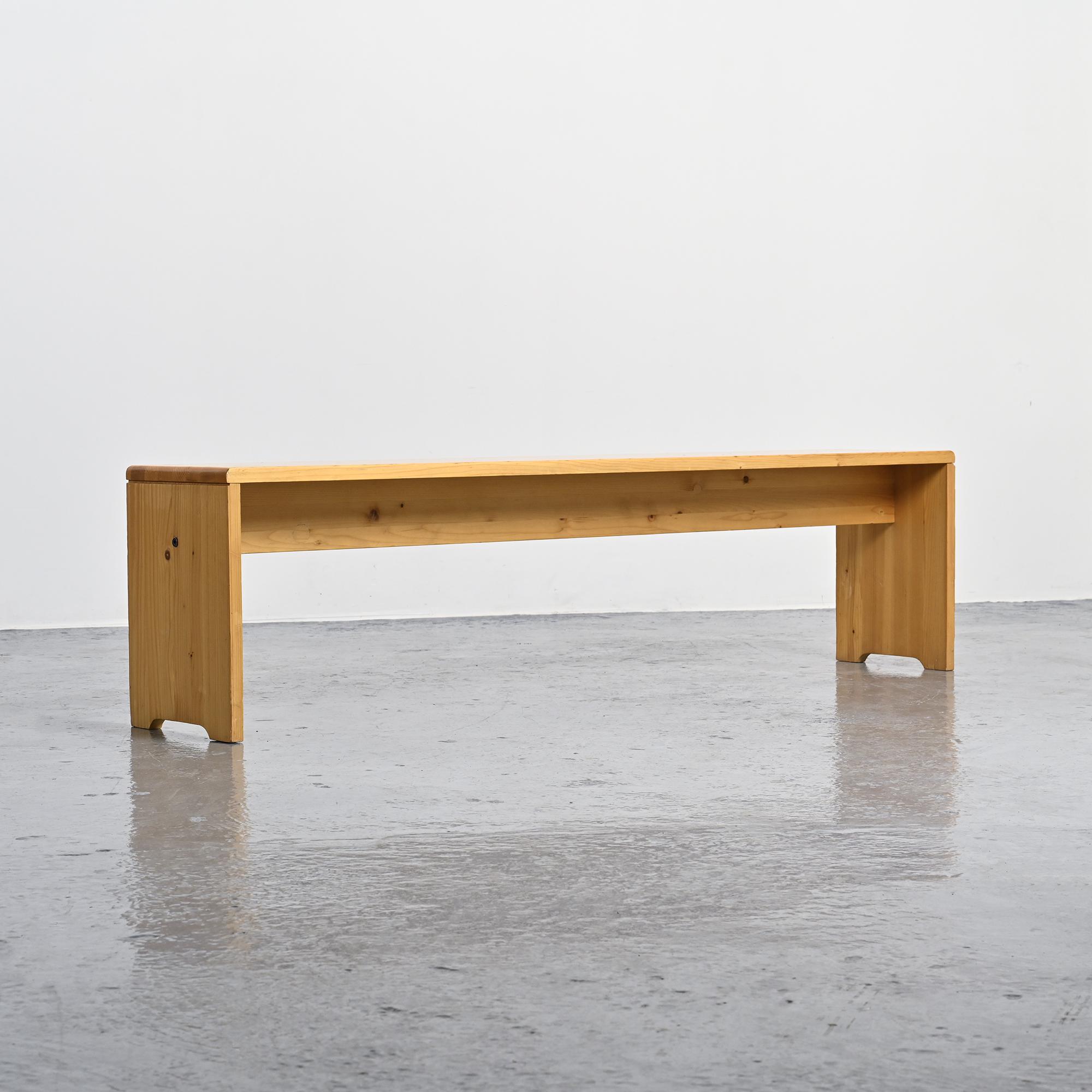 Large bench in solid pine, France, circa 1970