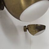 Paire d'appliques vintage laiton et verre, Italie 1960