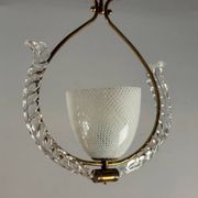 Venetian chandelier in colorless Murano glass, "Vetro à reticello" cut, circa 1950