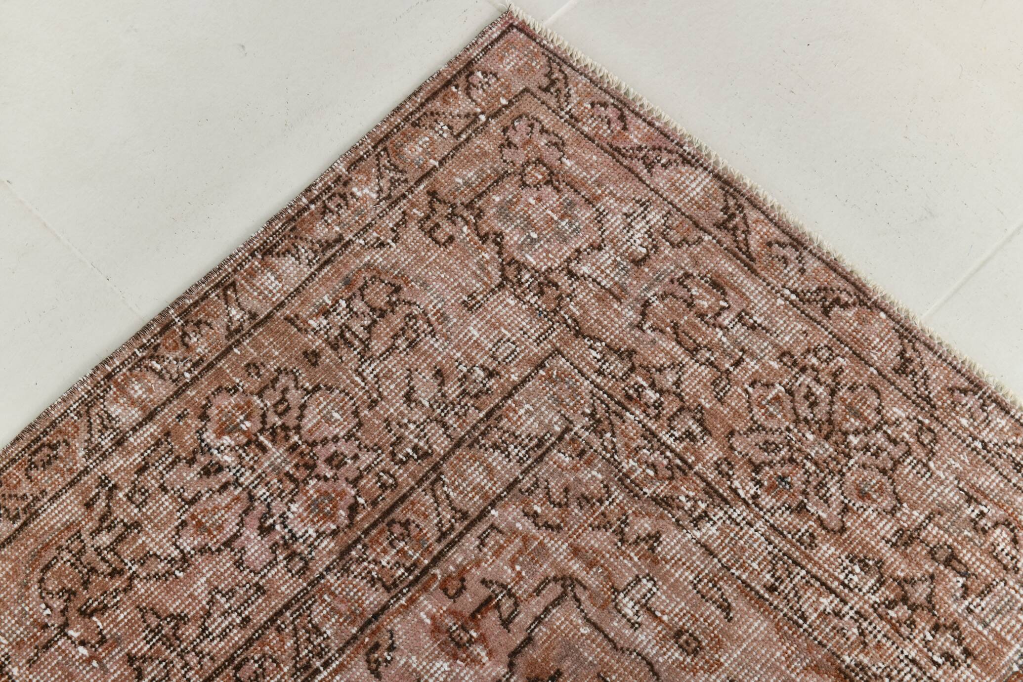 Pink & Brown Large Vintage Rug, 213x325Cm