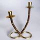 Faux bamboo & brass candleholder, Italy, 1970s