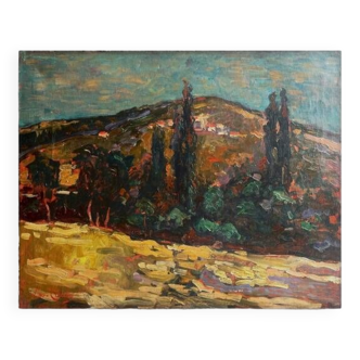 Paysage de Provence, XXe, signé, huile sur toile, 50x65cm, sans cadre