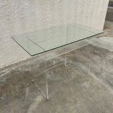Desk glass top and vintage plexiglass foot
