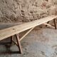 French antique wooden bench – Rustic farmhouse bench – Poplar and chestnut – Late 19th century – 198 cm