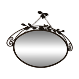Miroir ovale en fer forgé Art Nouveau