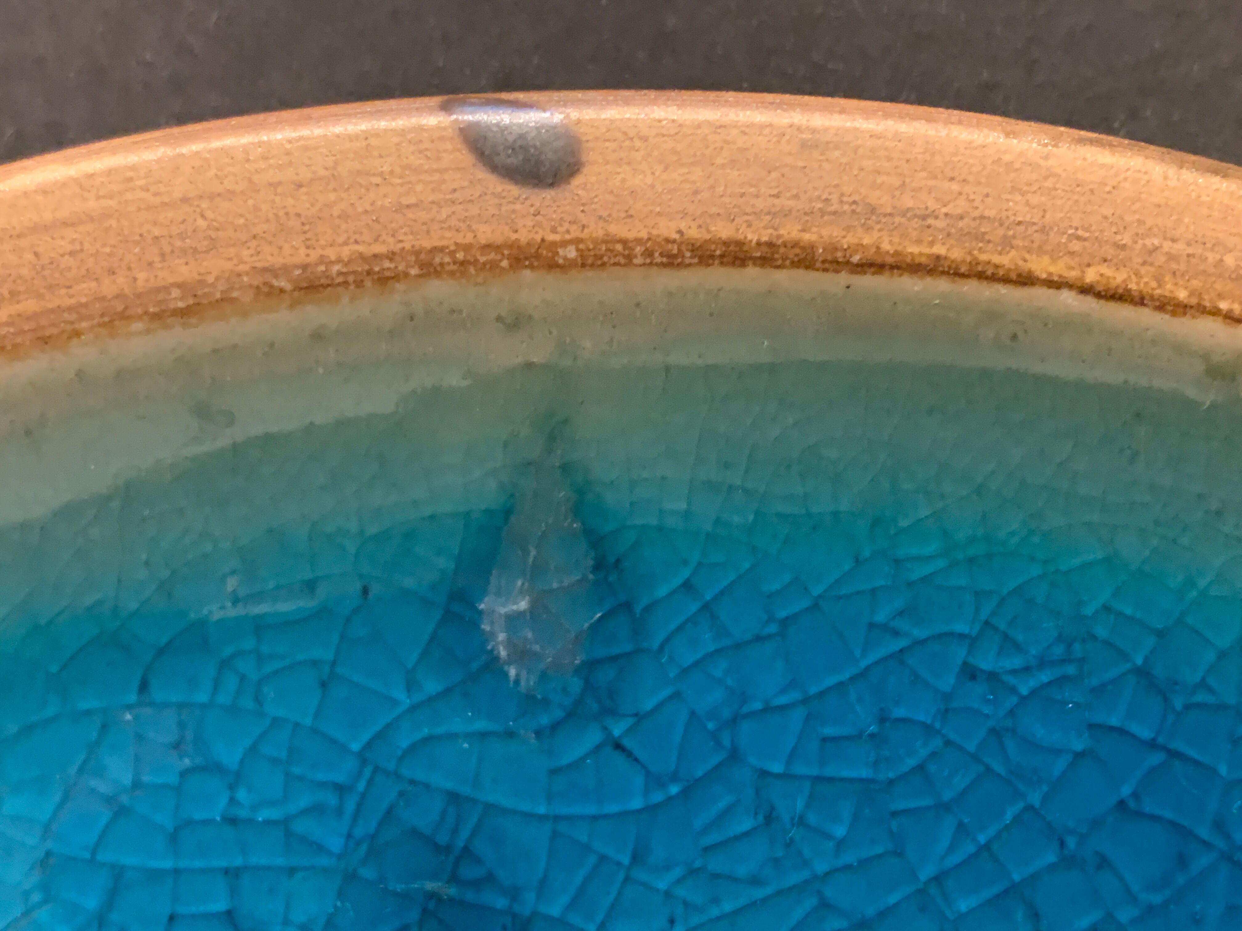 4 flat plates in blue enamelled ceramic La Poterie de la Colombe