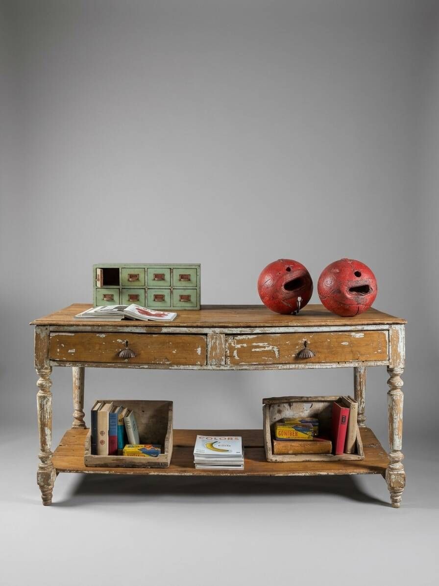 Antique wooden draper's counter
