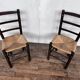 Paire de chaises brutaliste bois paille