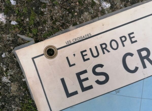 Ancienne carte MDI d'histoire : Les croisades-Les centres culturels en France