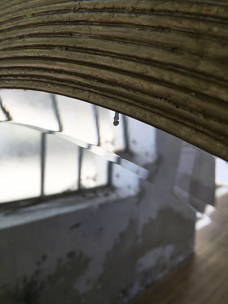 Napoleon oval mirror with 19th century cane