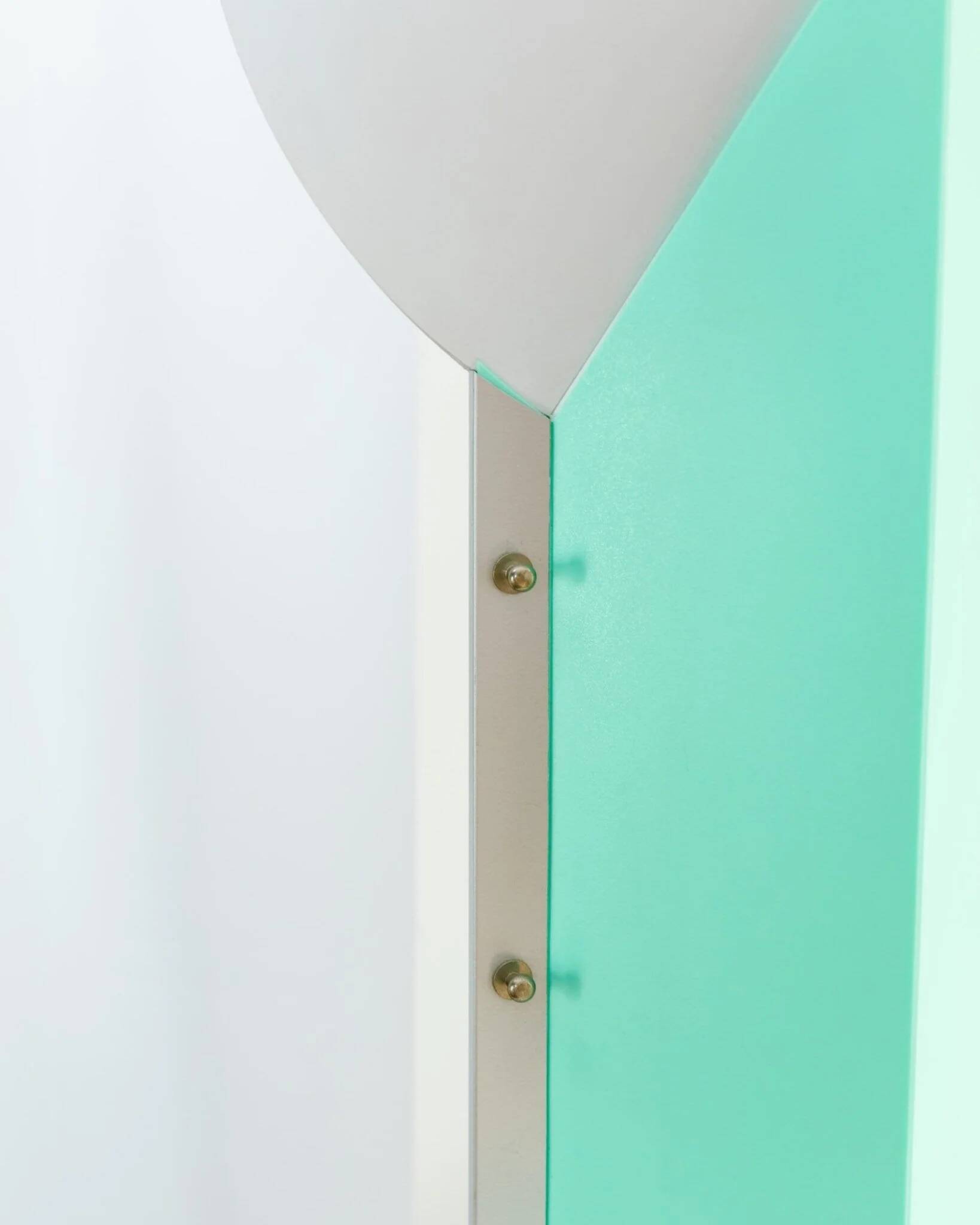 Mint green metal table lamp Slamp Moon by Samuel Parker with white disc shade, vintage 1990s design