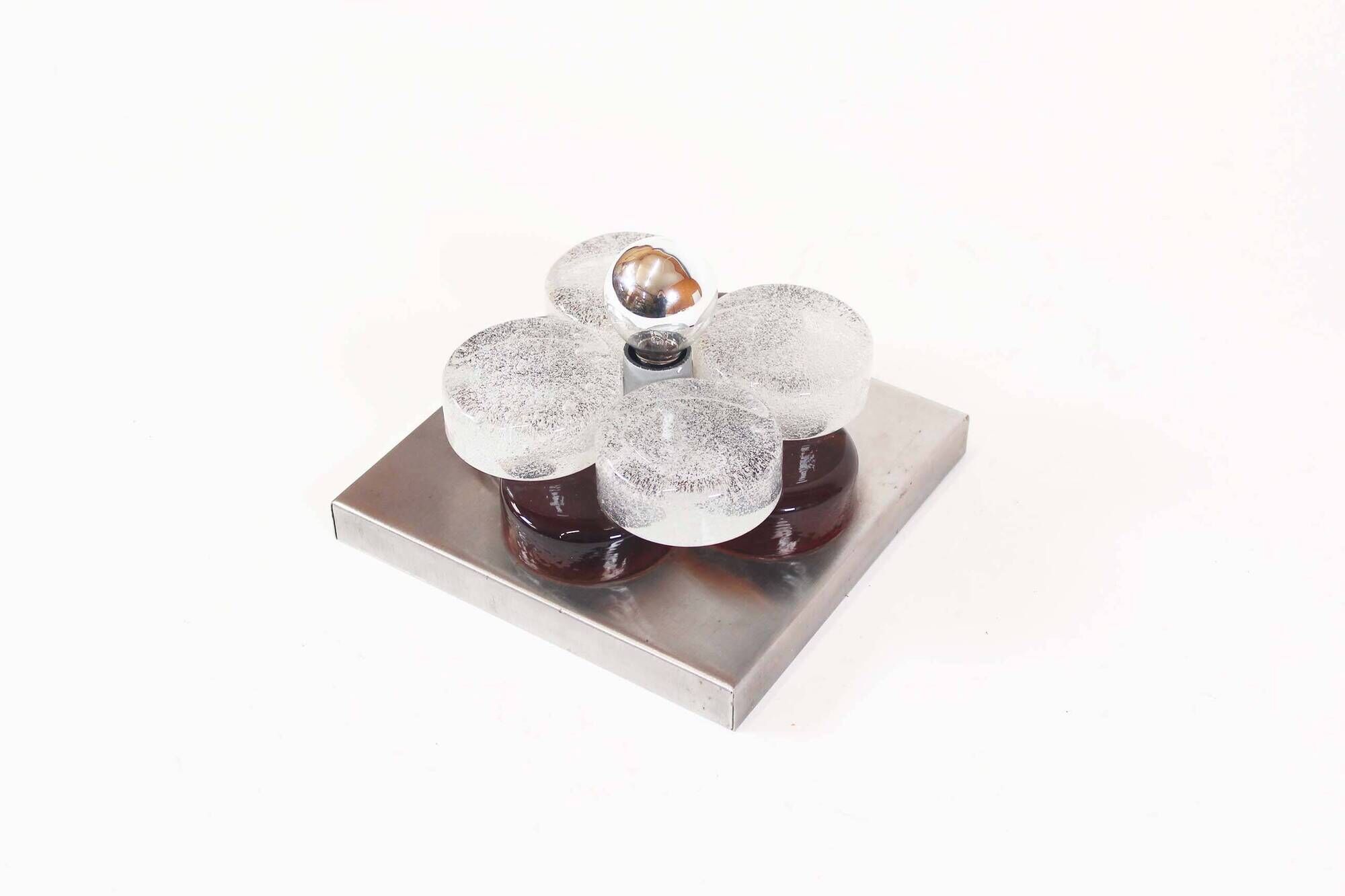 Brutalist glass wall sconce by Albano Poli for Poliarte, Italy 1970's