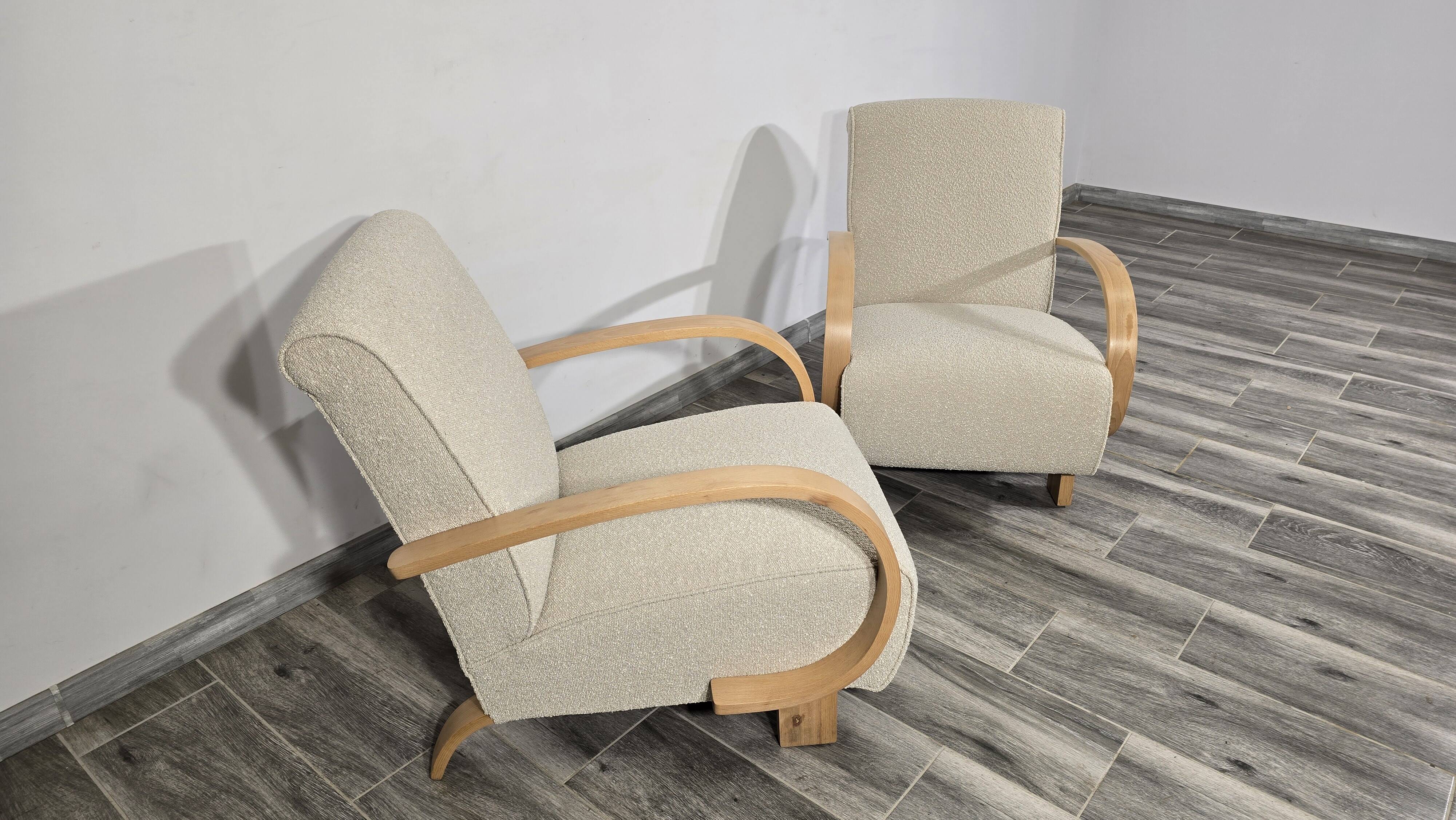 Set of Art Deco Lounge Chairs by Jindřich Halabala, 1950s