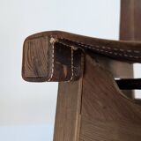 Set of 5 Spanish Leather and Oak Chairs