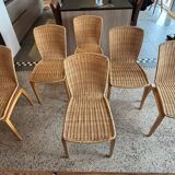 6 chaises en osier libra par Christian Wegner pour ligne roset