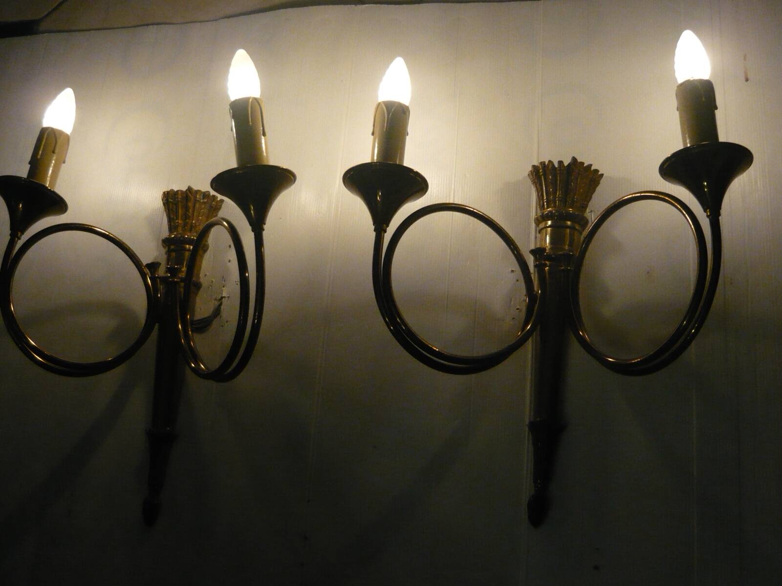 Pair of very large Empire style 2-light wall sconces