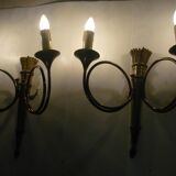 Pair of very large empire style wall lights with 2 lights