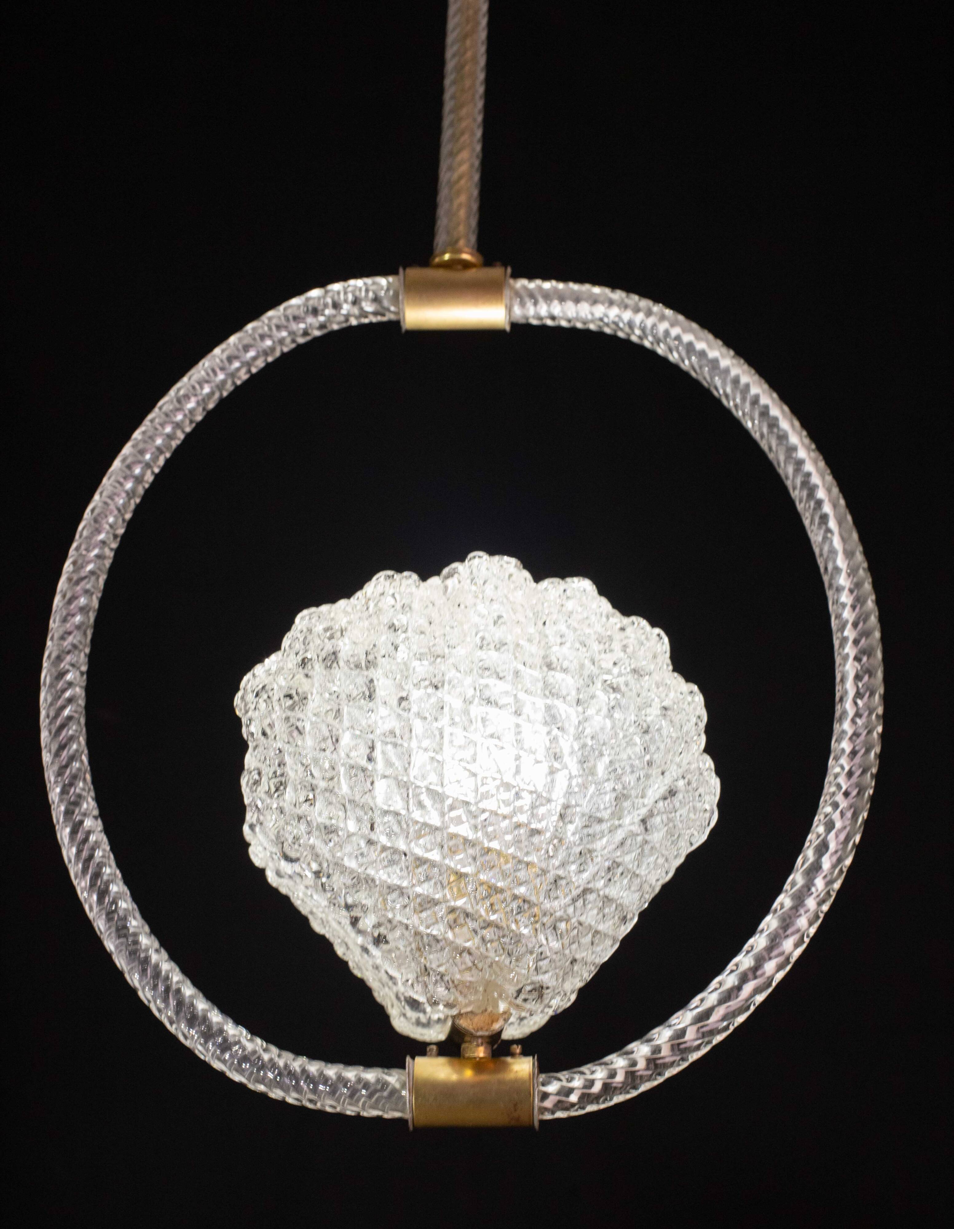 Midcentury Shell Trasparent Murano Glass Chandelier by Barovier e Toso, 194