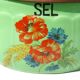 Vintage Ceramic and Wood Salt Box - Rare green color