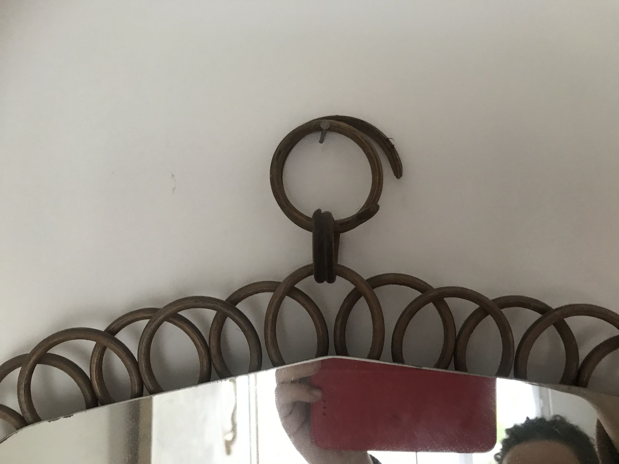 Miroir vintage en rotin 32x40 cm