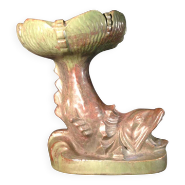 Coupe à fruits au poisson Art Déco,  Roger Guérin, grès de Bouffioulx 1925