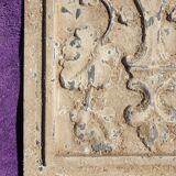 Polychrome carved wooden panel, wall element, old object