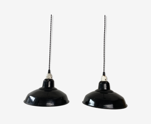 Paire de suspensions industrielles emaillees
