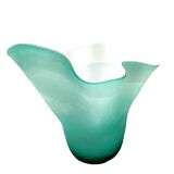 Vase handkerchief opaline turquoise interior white handmade work art deco