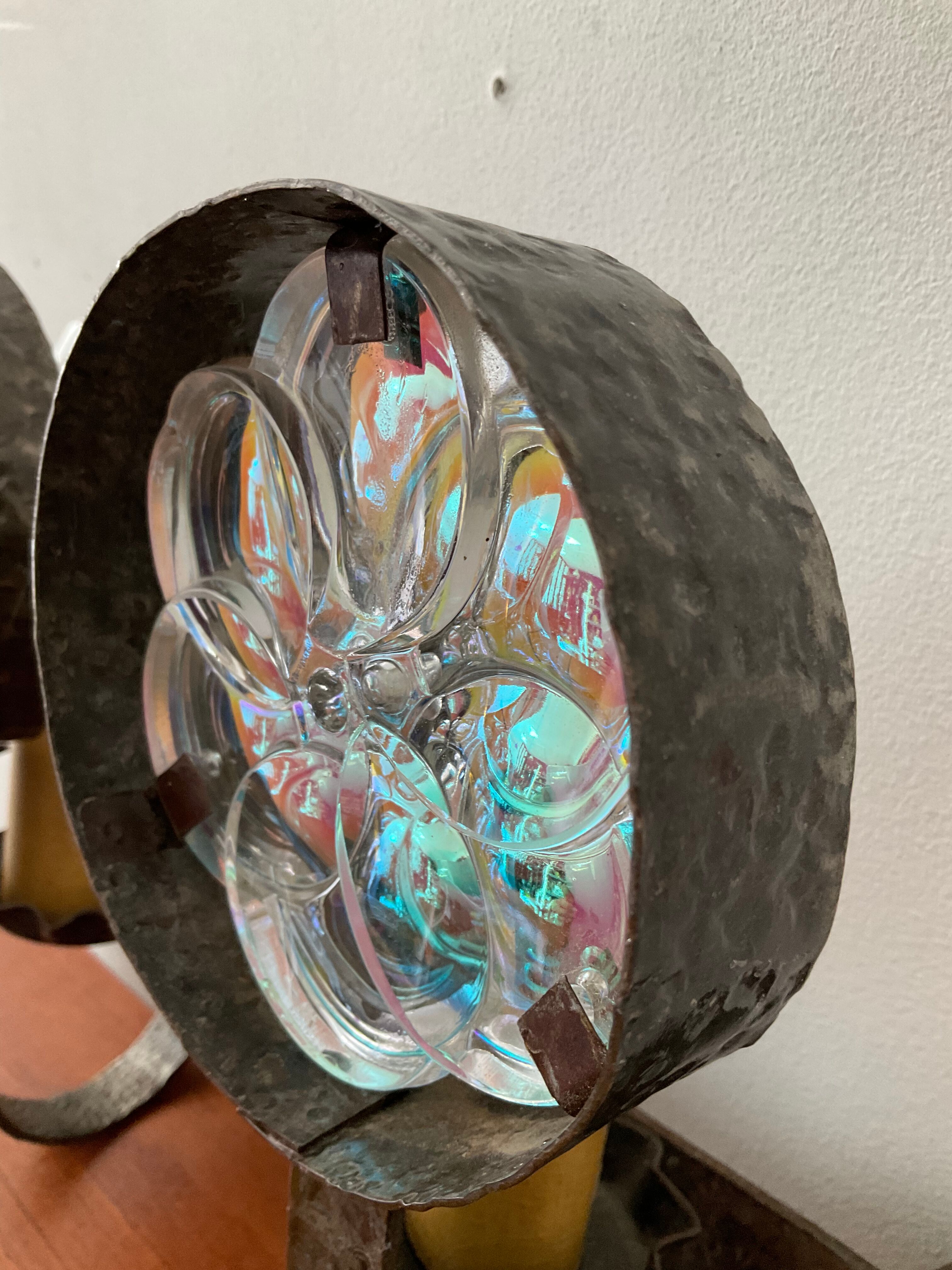 Vintage wall lamps in wrought iron and Murano glass paste from the 50s and 60s