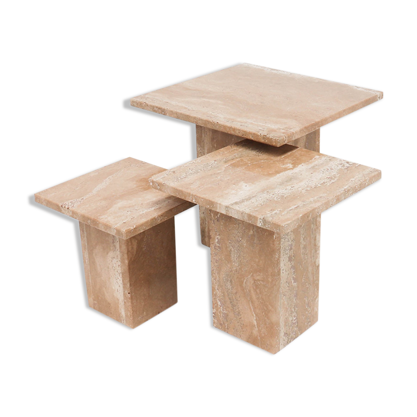 Set of mid century brown marble nesting tables