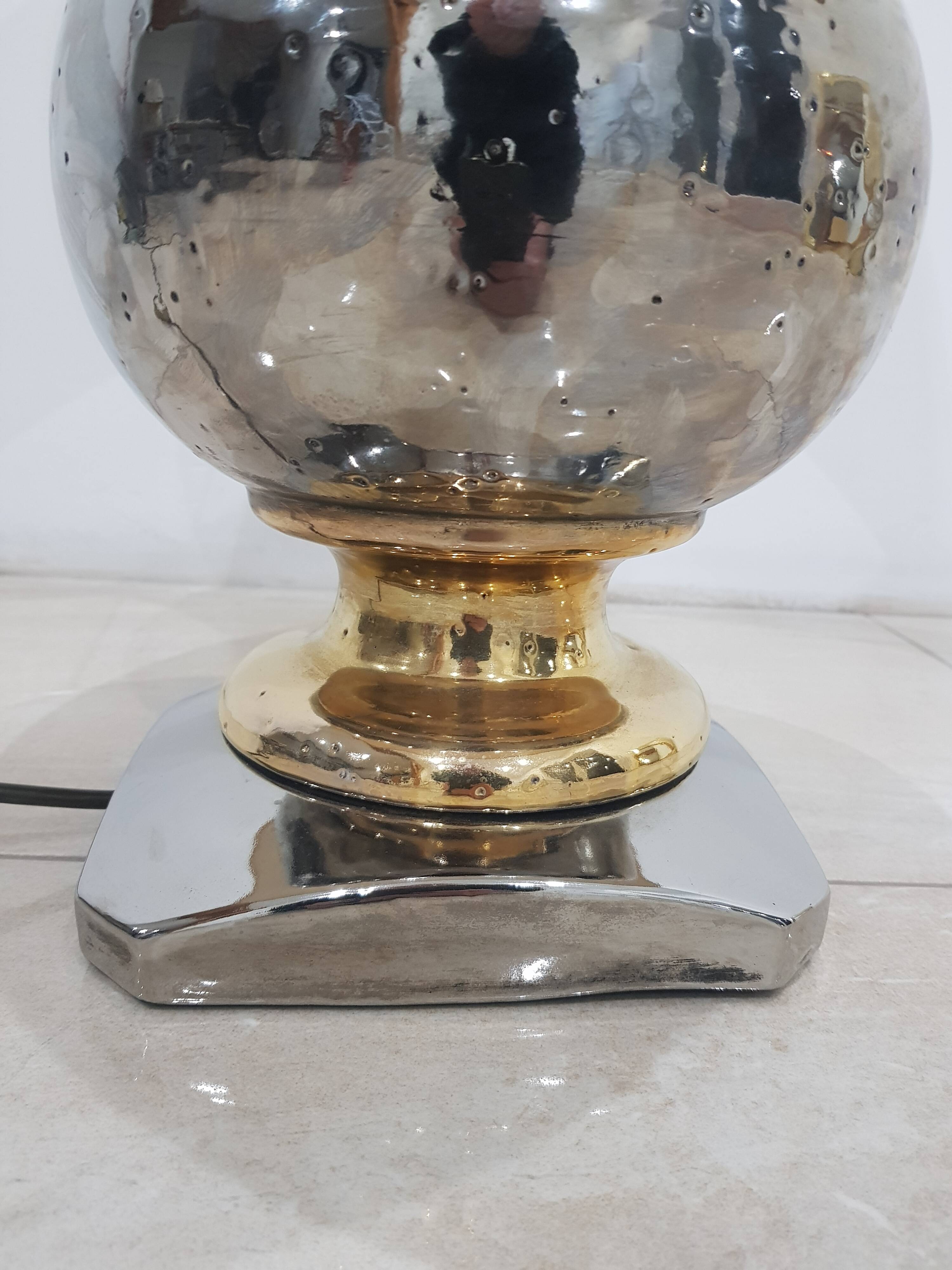 Silver-gold lamp, Italy, 1960s.