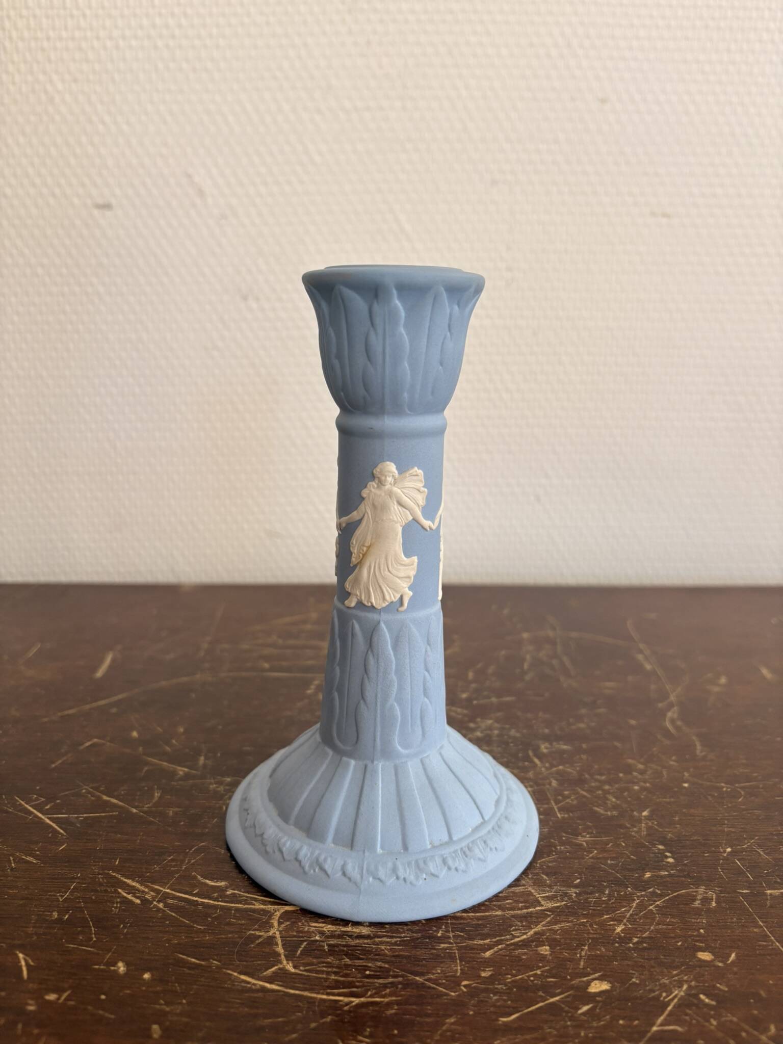 Wedgwood Blue and White Jasperware Vintage Candle Holder English Ceramics