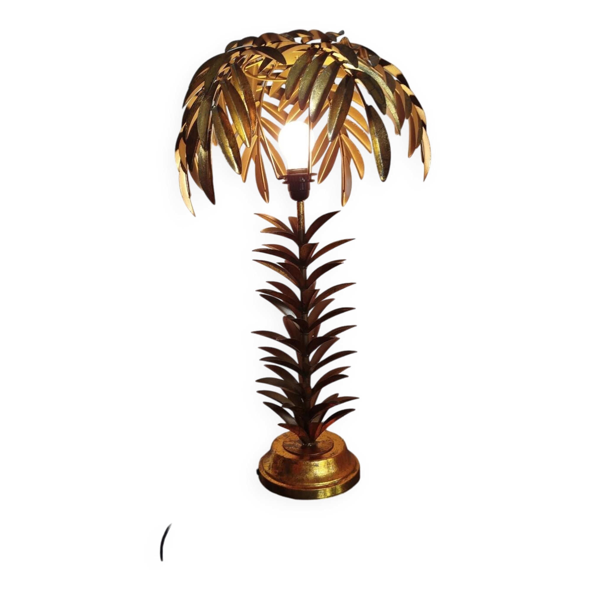 Large Palm Tree Lamp in gilded metal, late twentieth century.