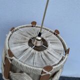 Scandinavian style jute and wood pendant light