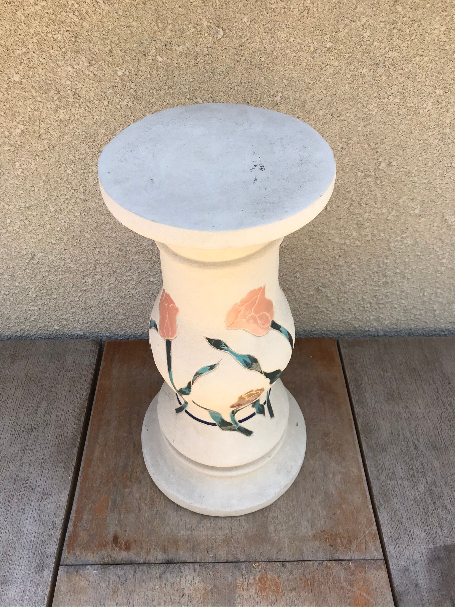 Former Ceramic Pot Door Decor Flowers Enamelled H52cm Vintage