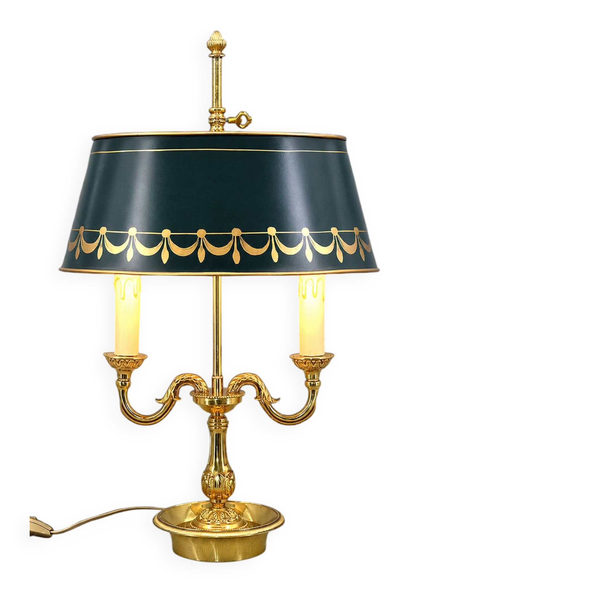 Bronze Bouillotte Lamp in Louis XVI Style with Two Lights "Lucien Gau"