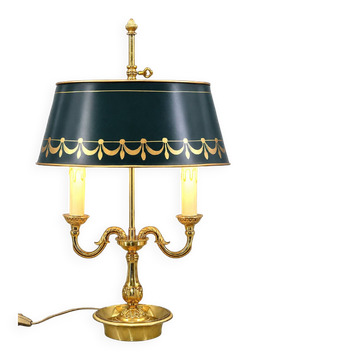 Bronze Bouillotte Lamp in Louis XVI Style with Two Lights "Lucien Gau"