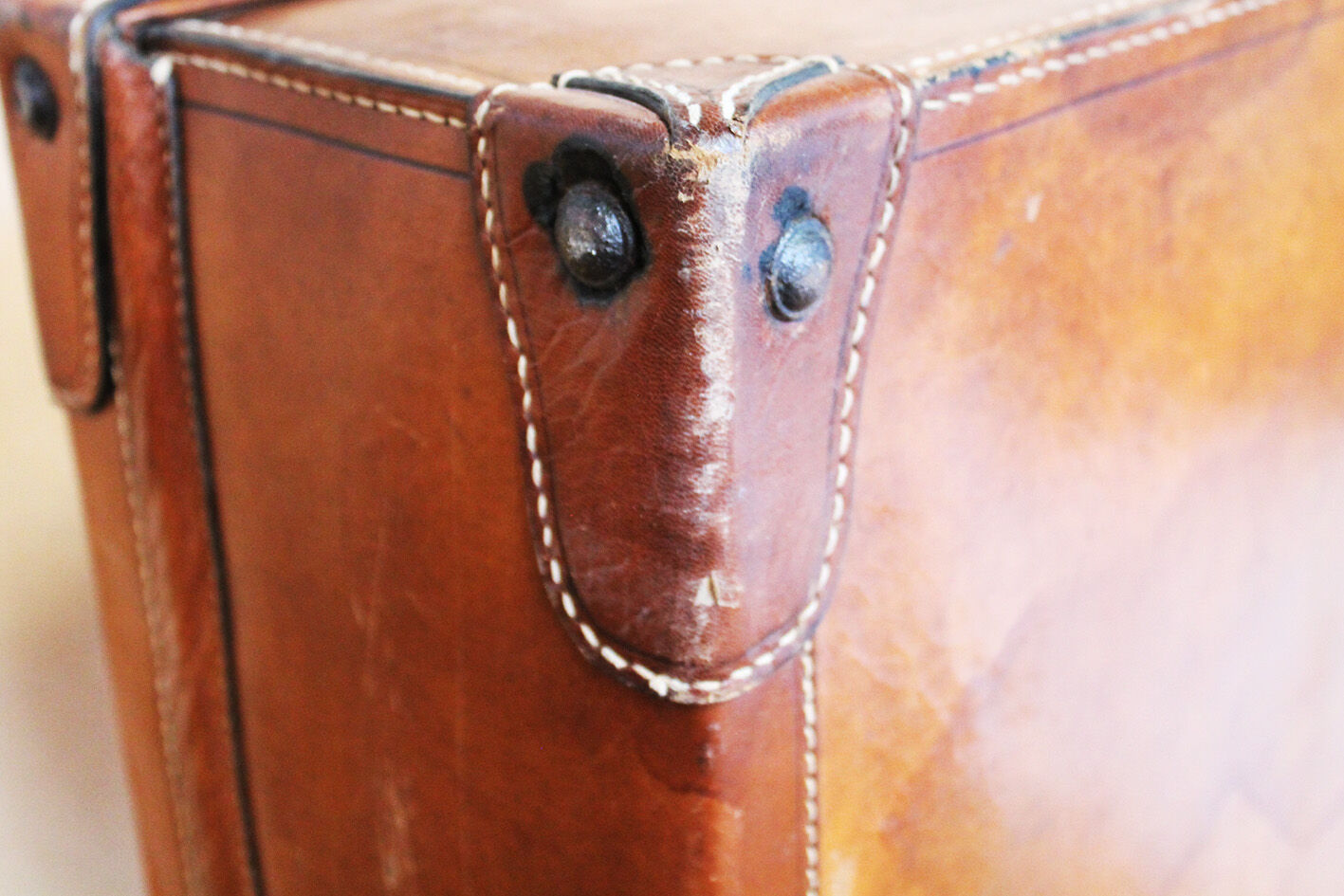 Antique XXL leather suitcase