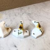 3 patères wall-makeers ceramic porcelain floral vintage 60 Samaritan France