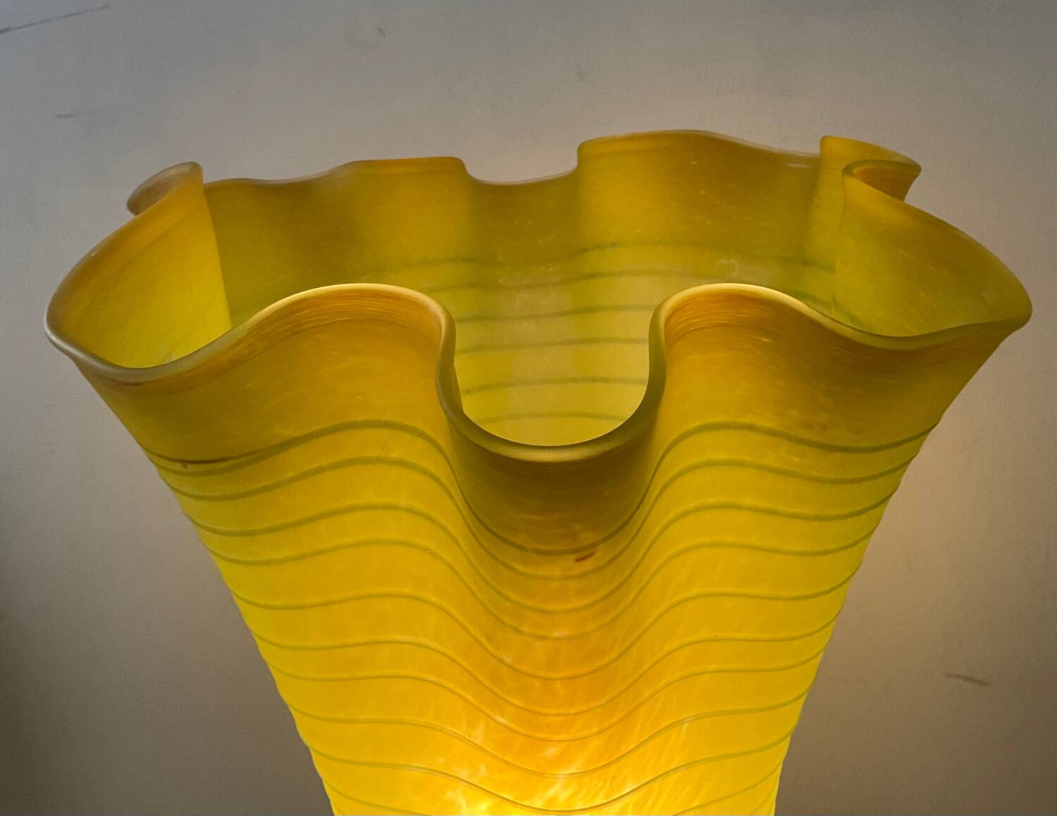 Vintage glass paste lamp with handkerchief neck