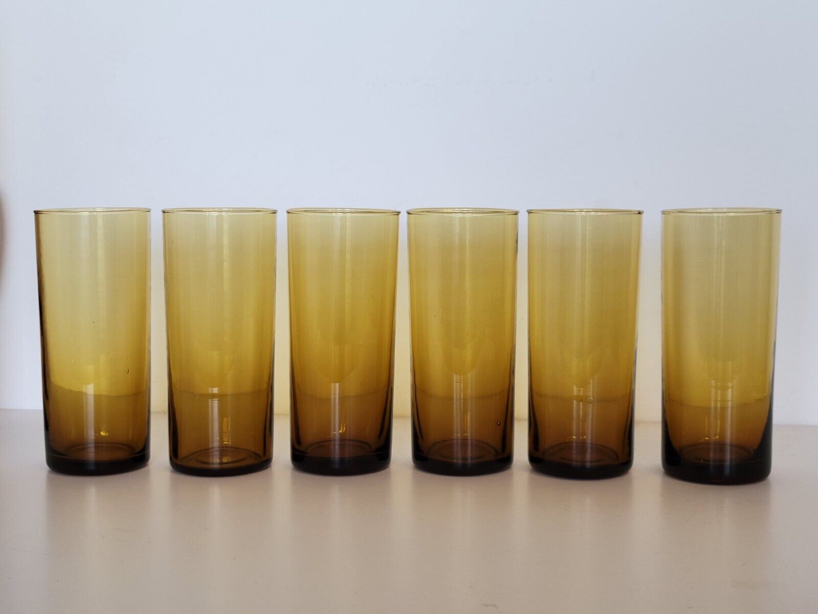 Vintage orangeade service in amber blown glass decanter & 6 glasses