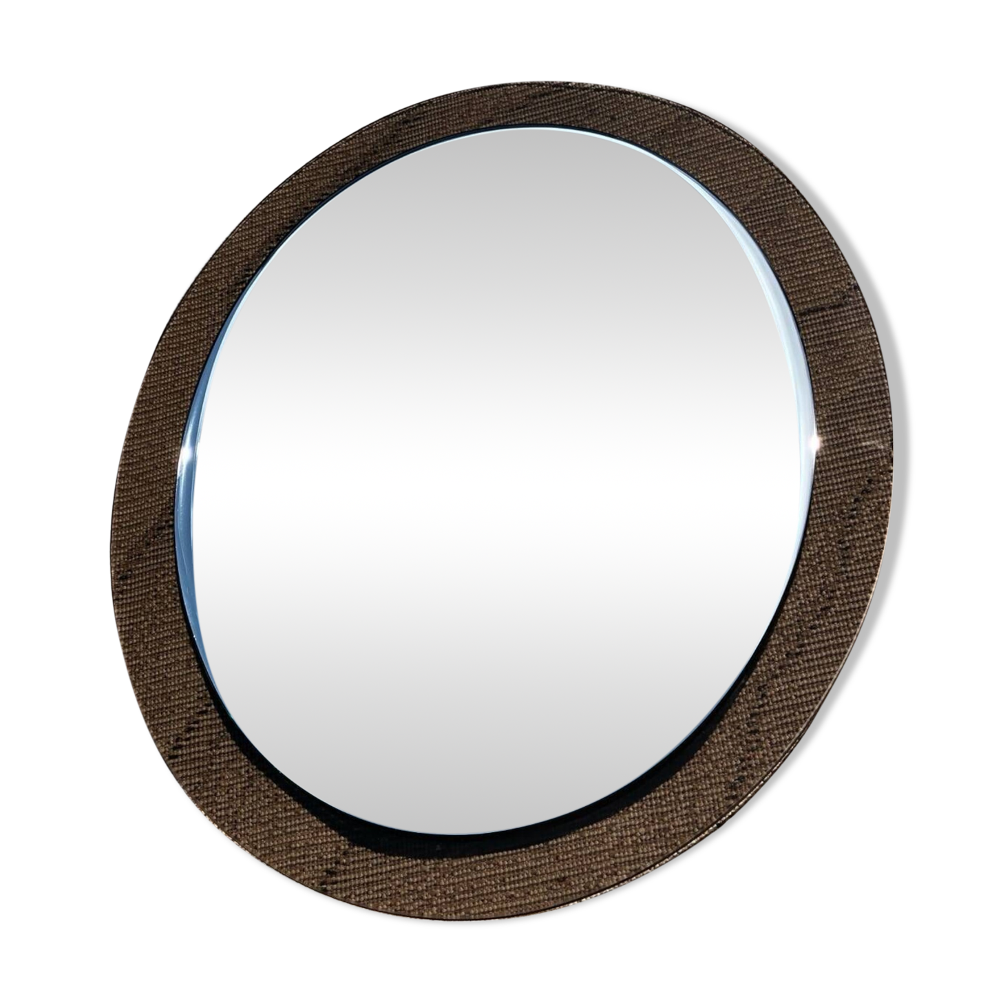 Miroir oval verre fume vintage 1970 marque lupi cristal color