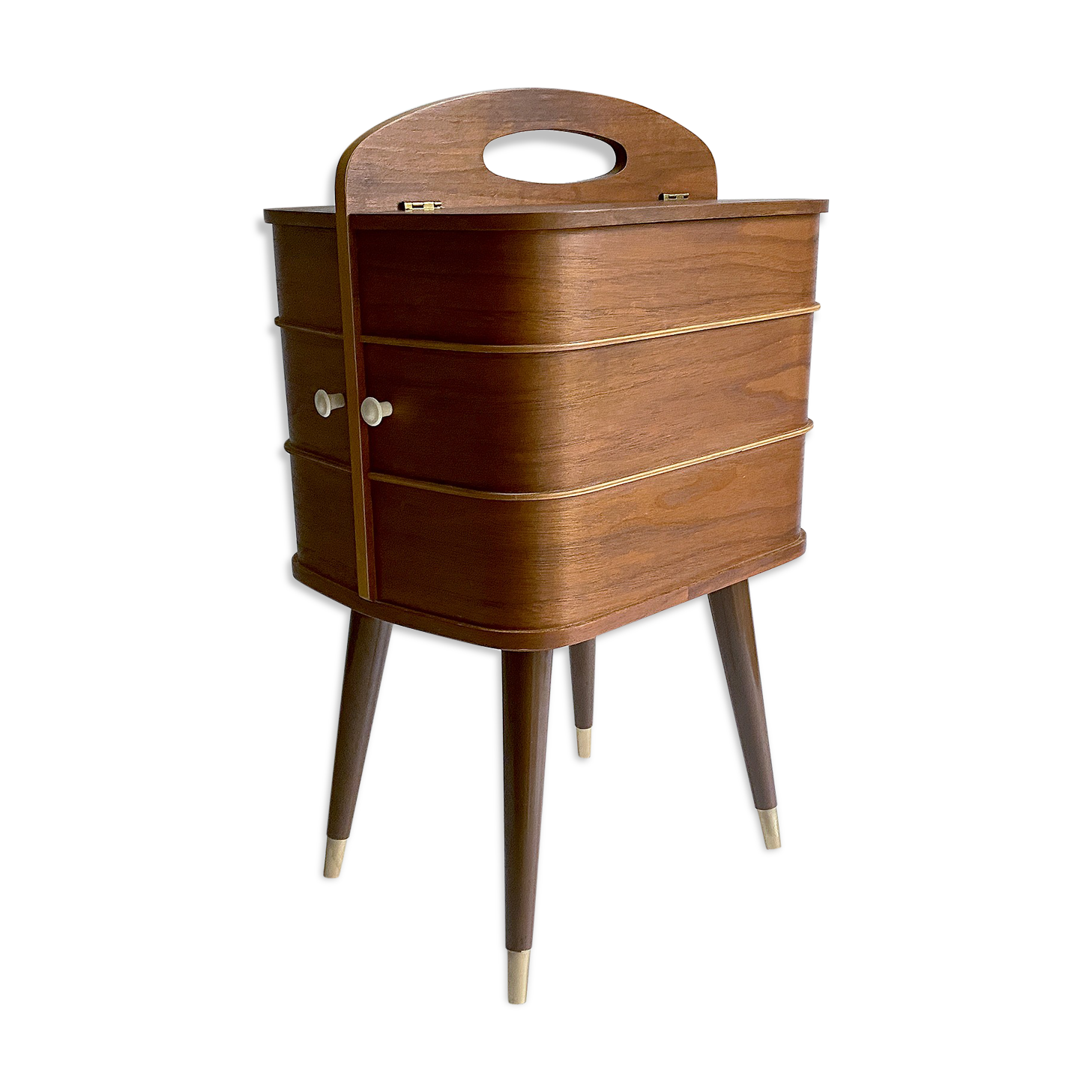 60s Portable Scandinavian Seamstress Worker, Wood
