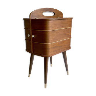 60s Portable Scandinavian Seamstress Worker, Wood